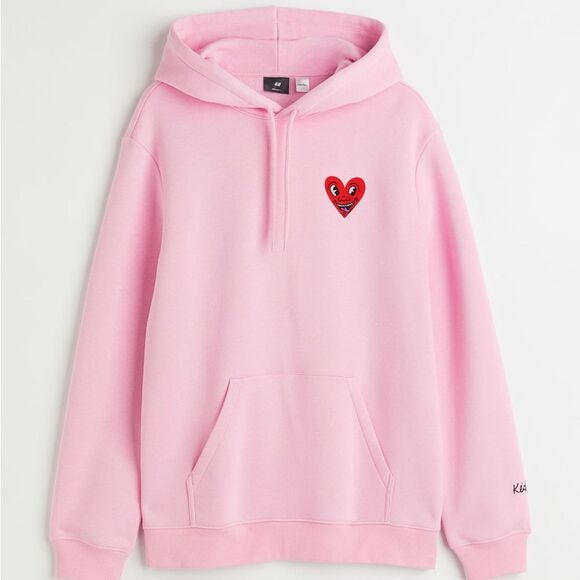 Keith Haring H&M Pink Hoodie with Heart Detail - Picture 1 of 7